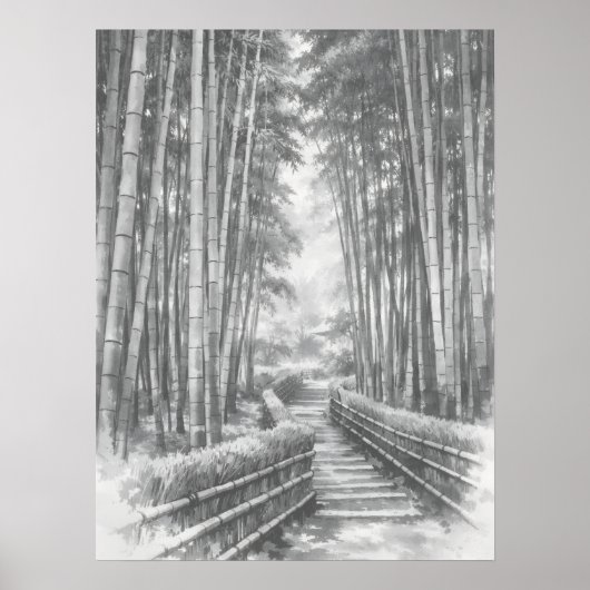 Bamboo Path in Light -Yang | Japanese Zen Wall Art Poster (Voorkant)
