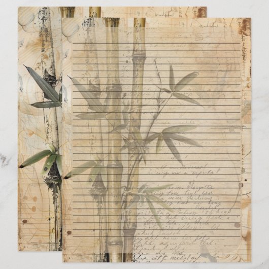 Bamboo Plant Old Manuscript Briefhoofd (Voorkant / Achterkant)