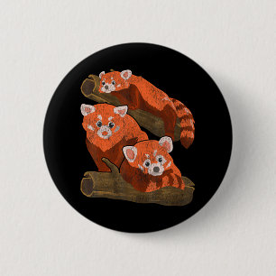 Bamboo Red Pandas Zoo Keeper Wildlife Animal Red Ronde Button 5,7 Cm