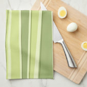 Bamboo Silhouette Striped Green Towels Theedoek (Quarter Fold)