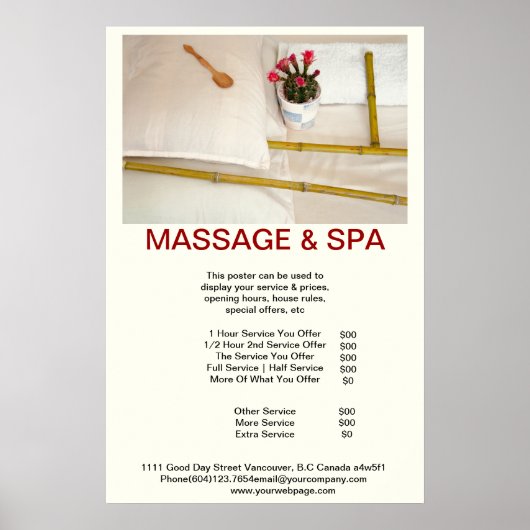 Bamboo Spa Massage Beauty Salon Poster (Voorkant)