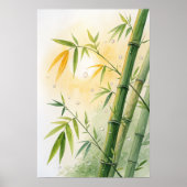 Bamboo Stalks Golden Leaves Poster (Voorkant)