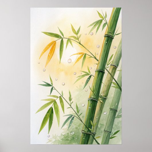 Bamboo Stalks Golden Leaves Poster (Voorkant)