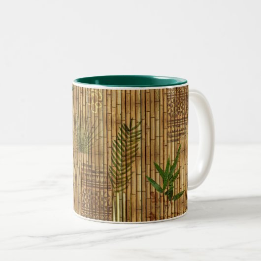 Bamboo Tapa Cloth Tweekleurige Koffiemok (Voorkant rechts)