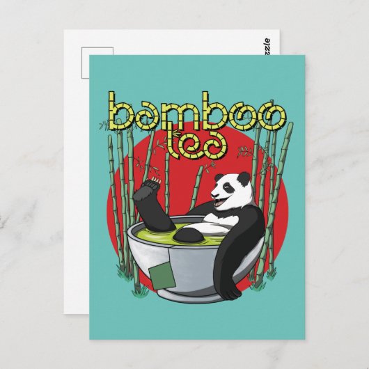 Bamboo Tea Drinker Panda Briefkaart (Voorkant / Achterkant)