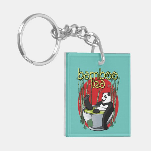 Bamboo Tea Drinker Panda Sleutelhanger (Voorkant Links)