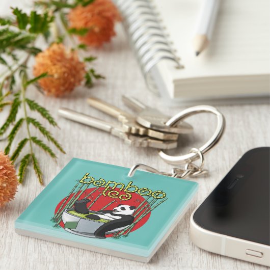 Bamboo Tea Drinker Panda Sleutelhanger (Voorkant Rechts)