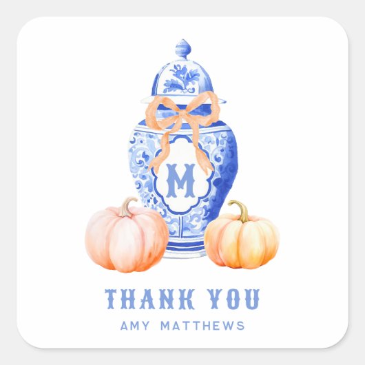 Bamboo Topiary Garden | Chinoiserie Hartelijk dank Vierkante Sticker (Voorkant)