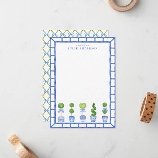 Bamboo Topiary Garden | Chinoiserie Note Kaart Notitiekaartje (Voorkant / Achterkant in situ)