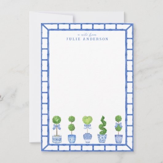 Bamboo Topiary Garden | Chinoiserie Note Kaart Notitiekaartje (Voorkant)