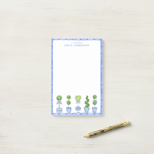 Bamboo Topiary Garden | Chinoiserie Post-it Notes (Op bureau)