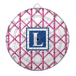 Bamboo Trellis Roze Navy Preppy Patroon Monogram Dartbord