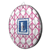 Bamboo Trellis Roze Navy Preppy Patroon Monogram Dartbord (Voorkant Rechts)