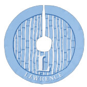 Bambooey Bamboo Stripe in Blue Personalized Imitatie Linnen Kerstboom Kleed (Voorkant)