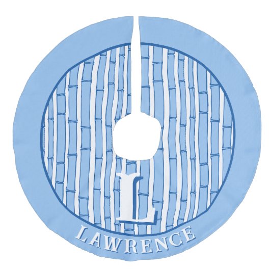Bambooey Bamboo Stripe in Blue Personalized Imitatie Linnen Kerstboom Kleed (Voorkant)