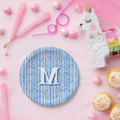 Bambooey Bamboo Stripe in Blue Personalized Papieren Bordje (Feest)