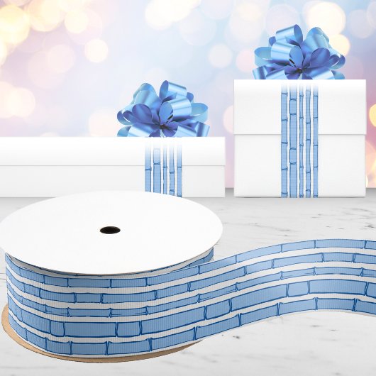 Bambooey Bamboo Stripe in Blue Porcelain Grosgrain Lint