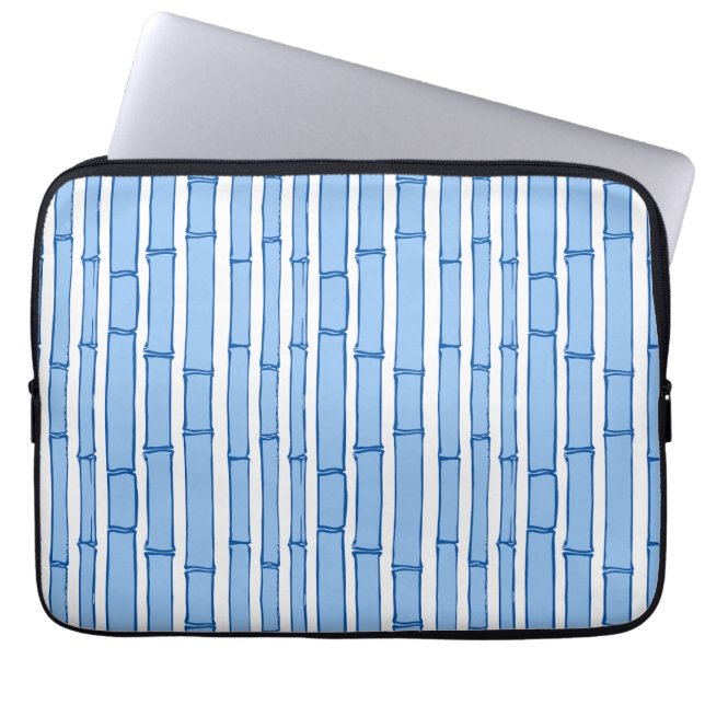 Bambooey Bamboo Stripe in Blue Porcelain Laptop Sleeve (Voorkant)