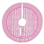 Bambooey Bamboo Stripe in Pink Personalized Imitatie Linnen Kerstboom Kleed (Voorkant)
