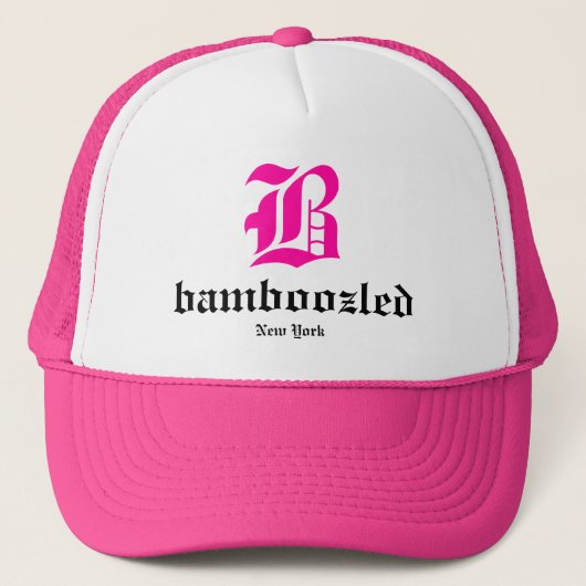 Bamboozled Womens Trucker Hat-White/Roze Trucker Pet (Voorkant)