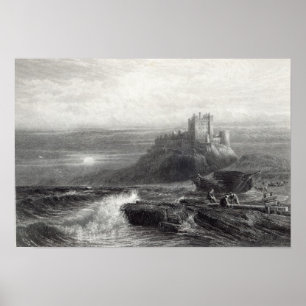 Bamborough Castle, gegraveerd door S. Bradshaw Poster
