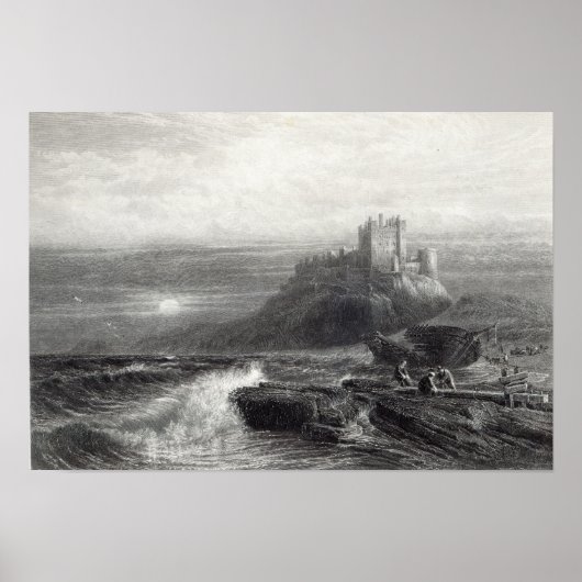 Bamborough Castle, gegraveerd door S. Bradshaw Poster (Voorkant)