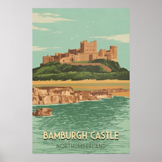 Bamburgh Kasteel Northumberland Reisposter Poster (Voorkant)