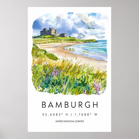 Bamburgh Watercolor 2 Poster (Voorkant)