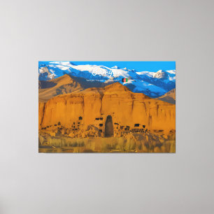 Bamyan, Afghanistan - Buddacliffvallei Canvas Afdruk
