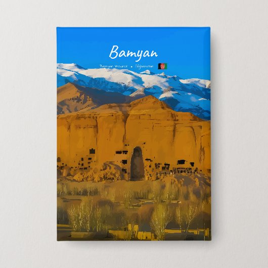 Bamyan, Afghanistan - Buddha Klifvallei Button (Voorkant)