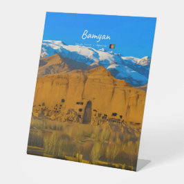 Bamyan, Afghanistan - Buddha Klifvallei Reclamebord Met Voetstuk