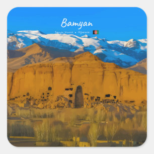 Bamyan, Afghanistan - Buddha Klifvallei Vierkante Sticker