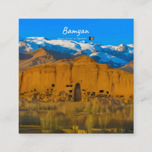 Bamyan, Afghanistan - Buddha Klifvallei Vierkante Visitekaartje