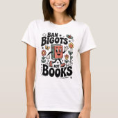 Ban Bigots Not Books Banned Books Lover RETRO T-shirt (Voorkant)