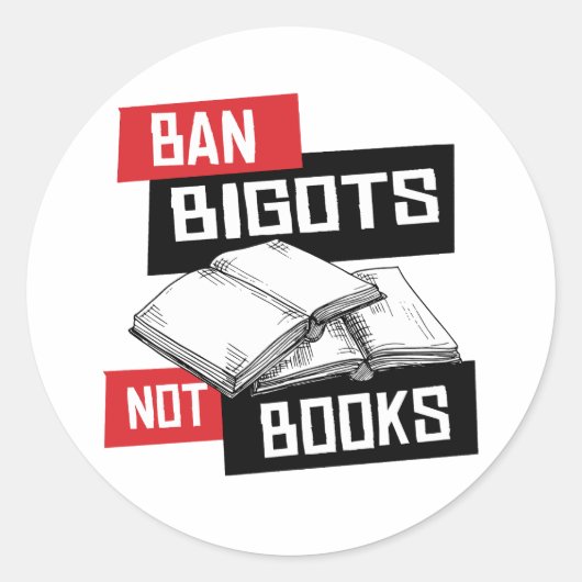 Ban Bigots not Books Ronde Sticker (Voorkant)
