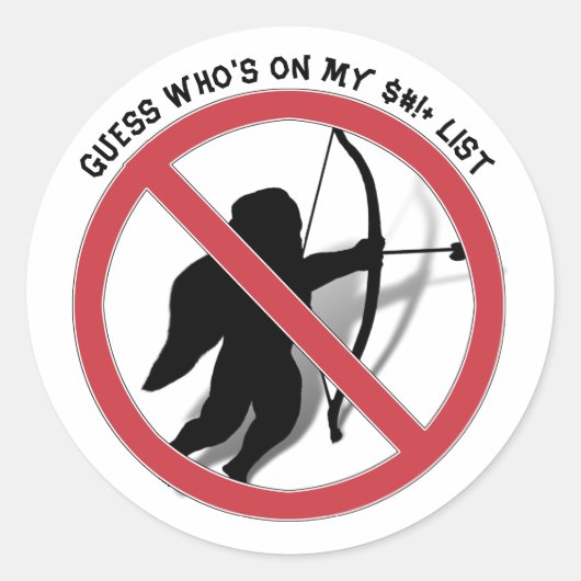 Ban Cupid Anti Valentijnsdag Ronde Sticker (Voorkant)
