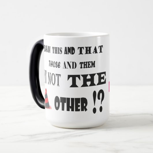 Ban de bonker grappen lacht en klachten bericht magische mok (Voorkant links)