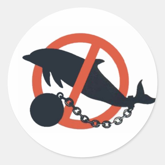 BAN DOLPHIN-CAPTIVITEIT RONDE STICKER (Voorkant)