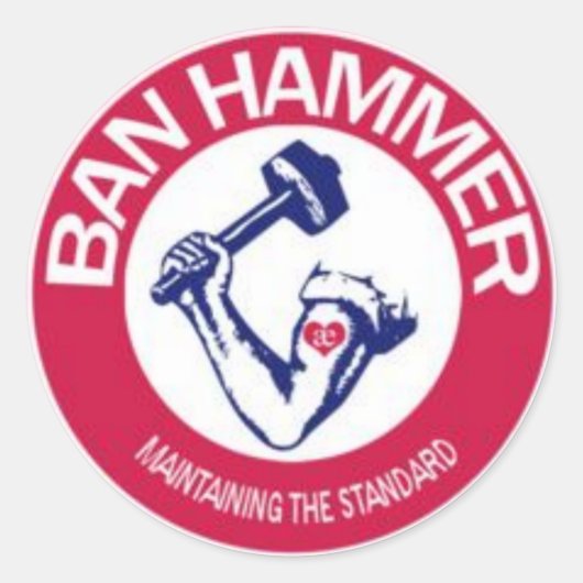 BAN HAMMER STICKERS (Voorkant)