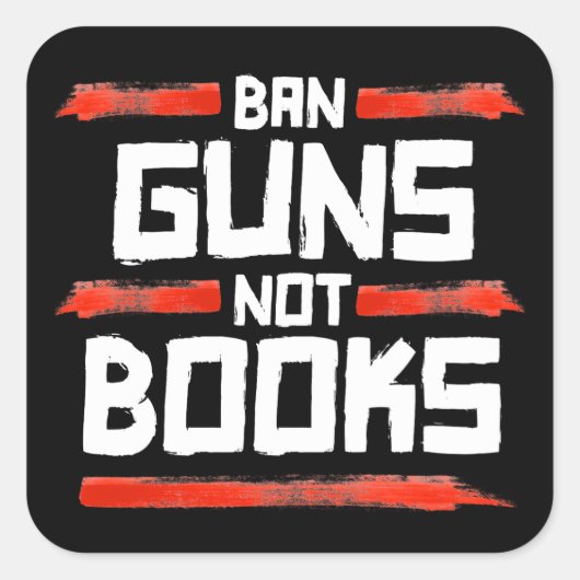 BAN PISTOLEN NIET BOEKEN VIERKANTE STICKER (Voorkant)