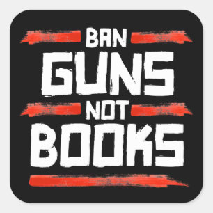 BAN PISTOLEN NIET BOEKEN VIERKANTE STICKER