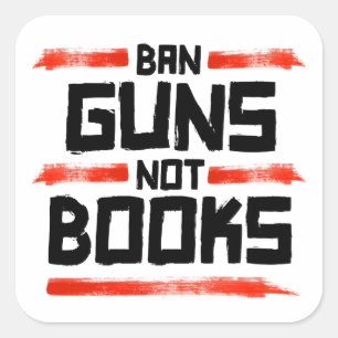 BAN PISTOLEN NIET BOEKEN VIERKANTE STICKER