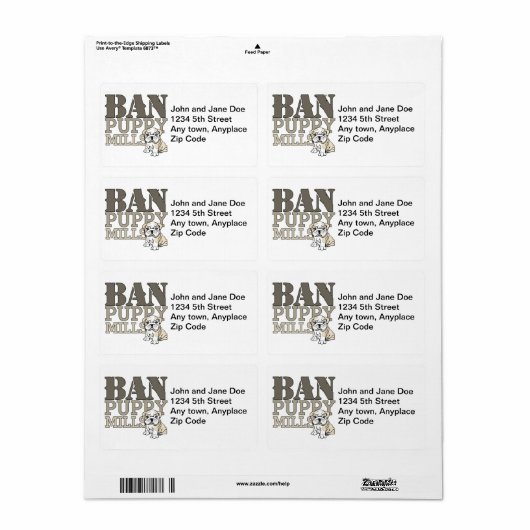 Ban Puppy Mills Etiket (Full Sheet)