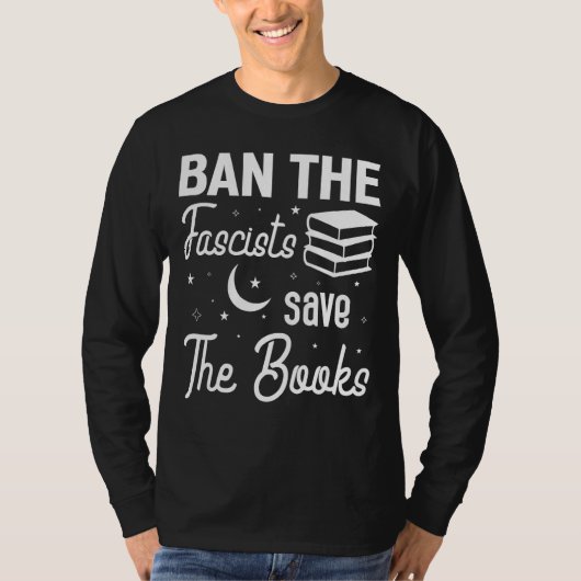 Ban The Fascists Save The Books  Book  Worm Nerd 9 T-shirt (Voorkant)