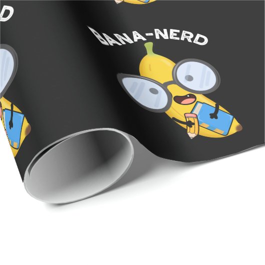Bana-nerd Funny Fruit Nerd Pun Dark BG Cadeaupapier (Rol Hoek)