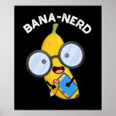 Bana-nerd Funny Fruit Nerd Pun Dark BG Poster (Voorkant)