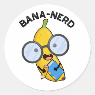 Bana-nerd Funny Fruit Nerd Pun Ronde Sticker