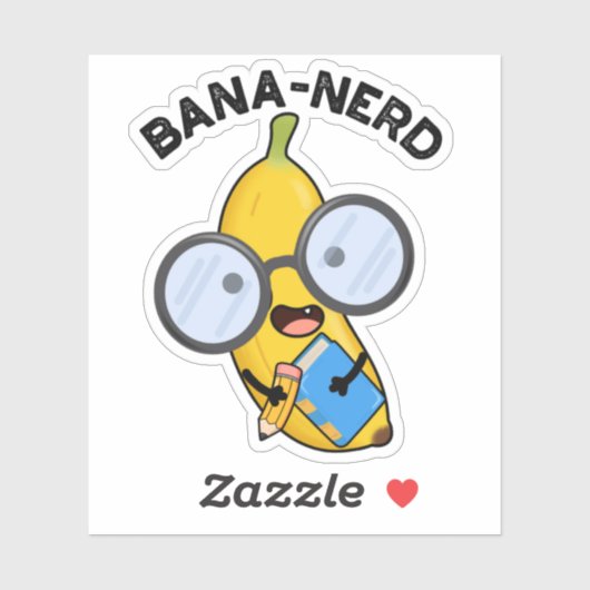 Bana-nerd Funny Fruit Nerd Pun Sticker (Vel)