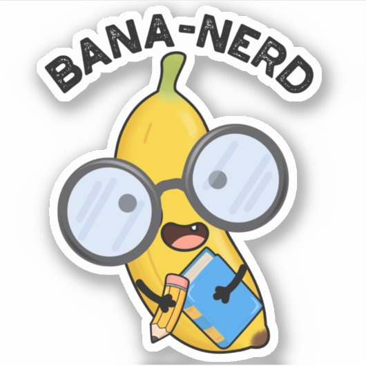 Bana-nerd Funny Fruit Nerd Pun Sticker (Voorkant)