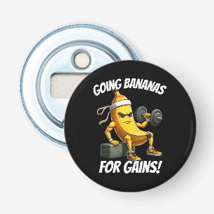 banaan aan het sporten button flesopener
